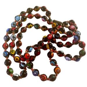 Vtg. Italian Millefiore 29” strand of Venetian beads - vivid color /barrel clasp